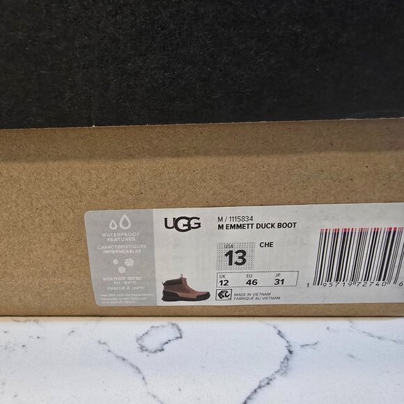 UGG Emmett Duck Boots Waterproof Winter Chesnut Brown 1115834-CHE Men's 13 NIB - Picture 10 of 14
